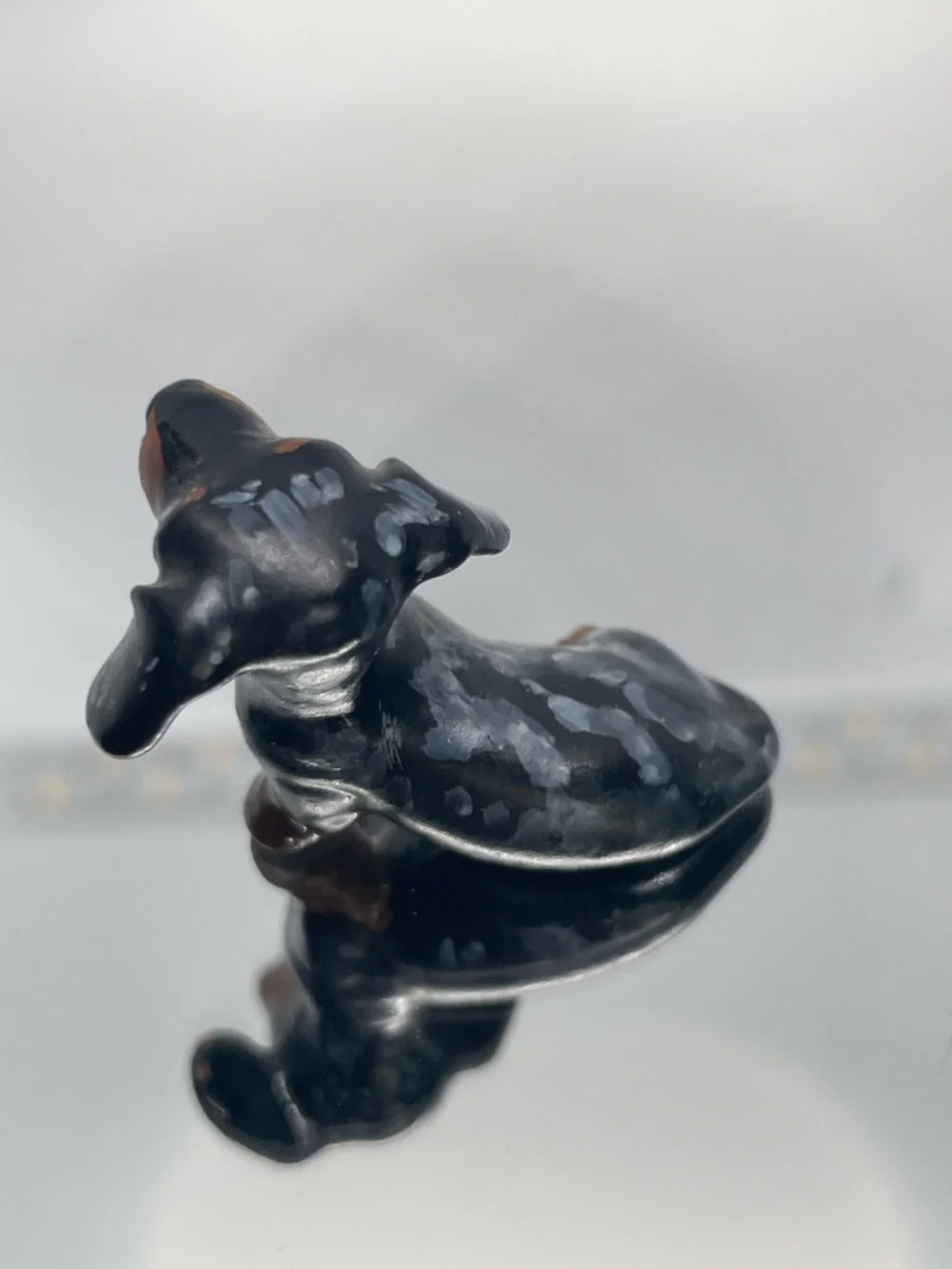 Dapple mini Dachshund Dog Figurine stoneware - Decorative Pet Accent